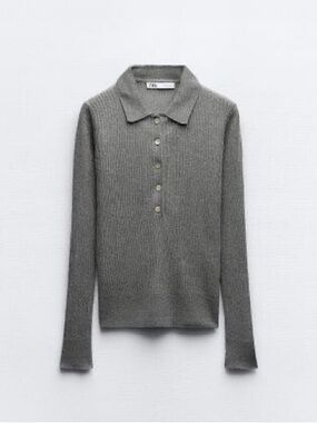 Zara Lightweight Grey Knit Polo